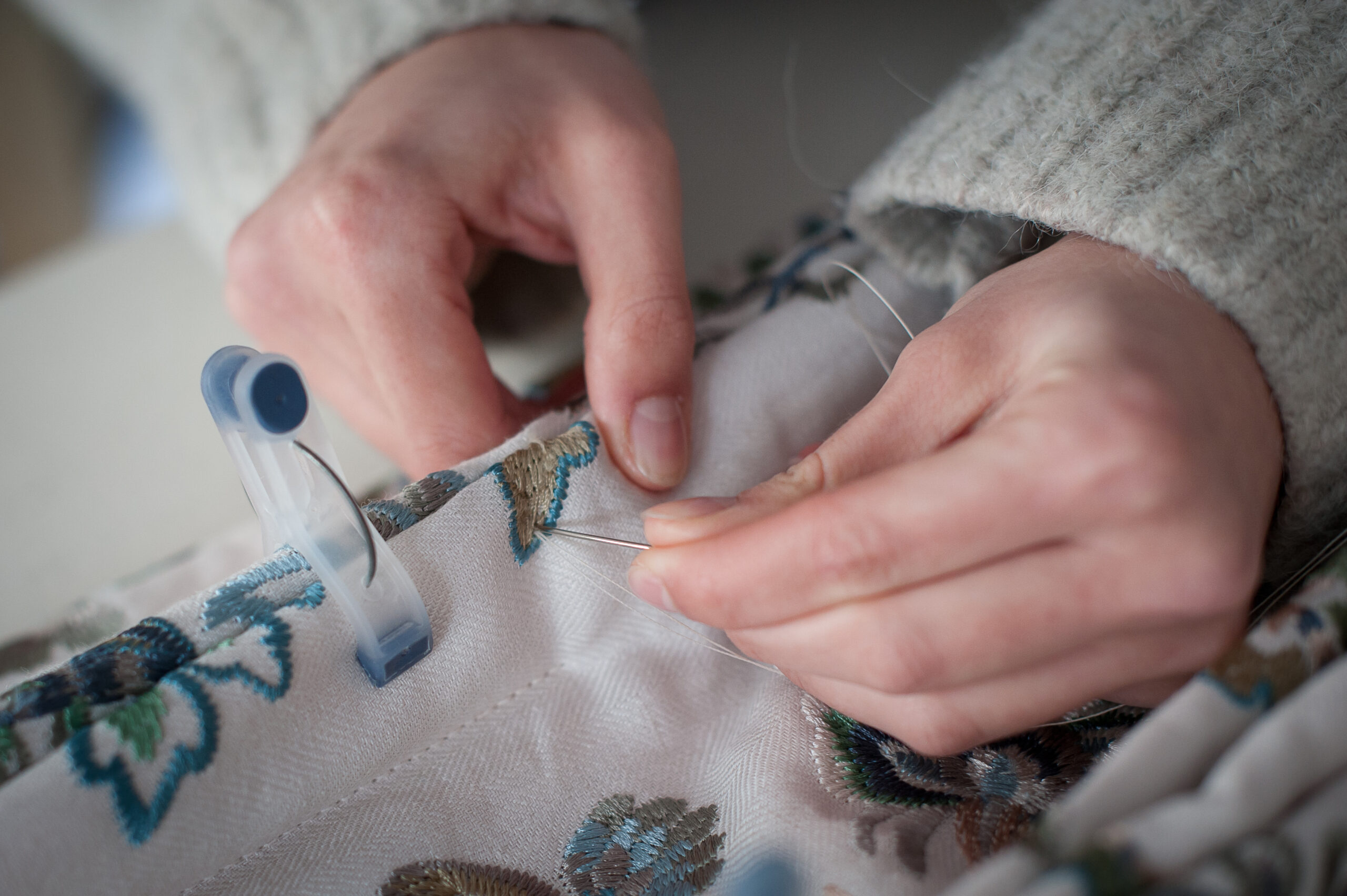 Susie Wigg detailed work on curtains